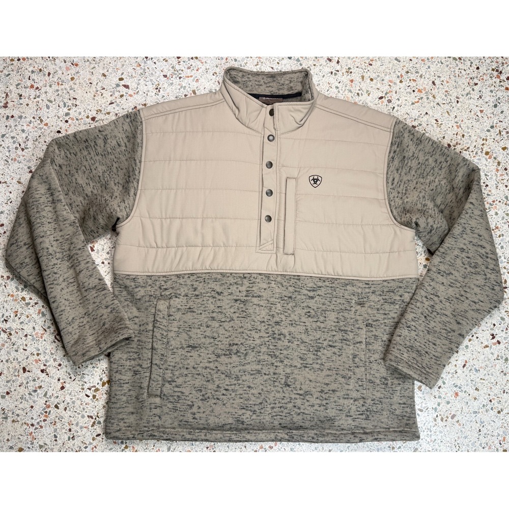 Ariat Men 1/2 Button Caldwell Reinforced Snap Button Long Sleeve Sweater Size XL